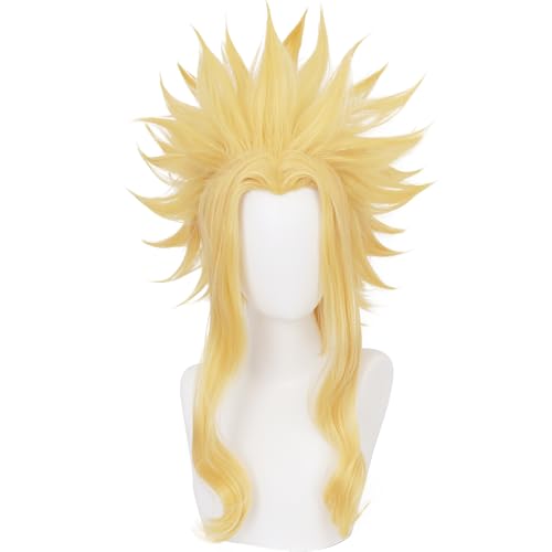 My Hero Academia Cosplay Amanai All might Perücke Anime Yellow Cosplay Perücke für Halloween, Party, Hochzeiten mit gratis Perückenkappe von maysuwell