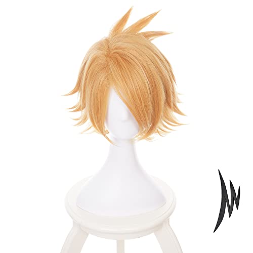 My Hero Academia Cosplay Amanai Denki Kaminari Perücke Anime Orange Cosplay Perücke für Halloween, Party, Hochzeiten mit gratis Perückenkappe von maysuwell