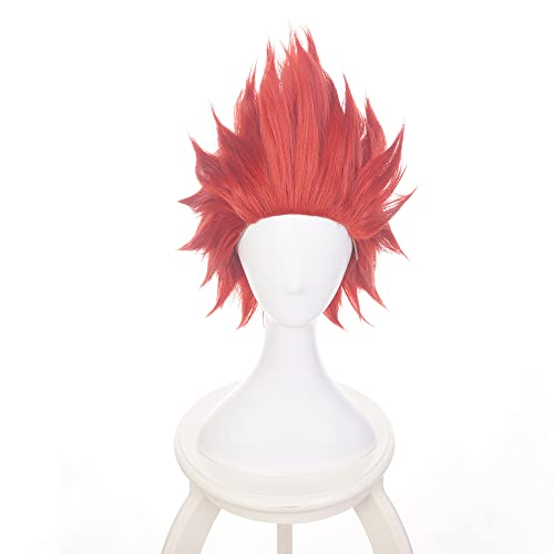 My Hero Academia Cosplay Amanai Kirishima Eijiro Perücke Anime Red Cosplay Perücke für Halloween, Party, Hochzeiten mit gratis Perückenkappe von maysuwell