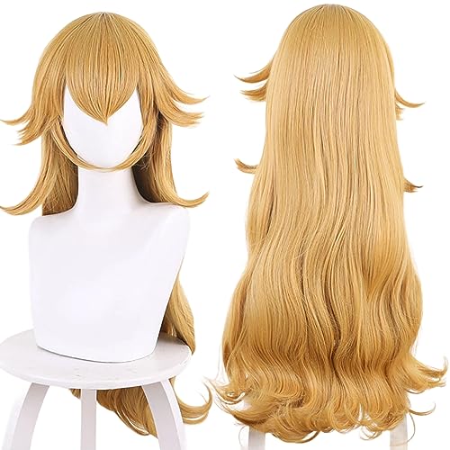 Frauen Blonde Anime Cosplay Perücke mit welligem Haar Synthetikstoff Perückenhaube für Comic Con, Anime Cosplay Show, Halloween von maysuwell
