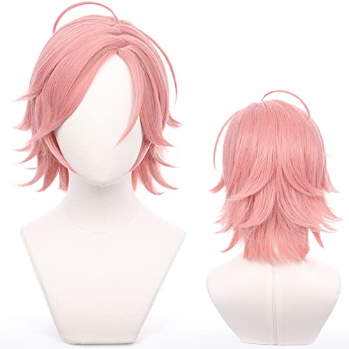Rosa Cosplay-Perücke mit kurzen Locken, hitzebeständigem Synthetikfasermaterial für Halloween, Comic Con, Cosplay-Shows von maysuwell