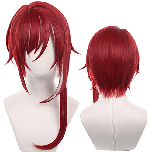 Anime Cosplay Perücke mit rotem Haar, hitzebeständige synthetische Faser, ideal für Halloween, Comic Con und Cosplay-Shows von maysuwell