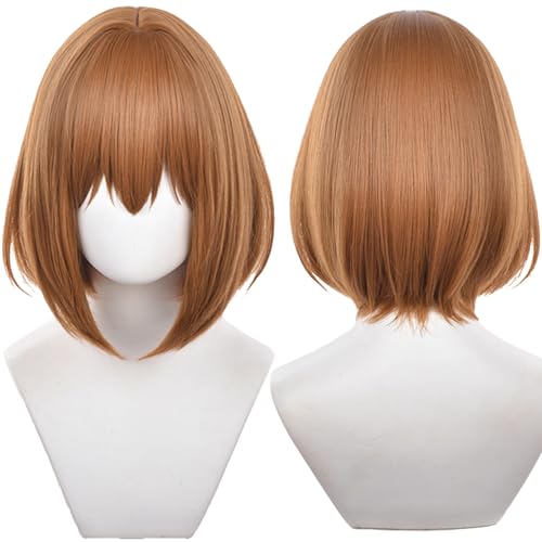 Braune Perücke für Cosplay, Kurzhaarperücke mit Pony, Bob-Frisur für Frauen, ideal für Anime-Cosplay und Halloween-Partys von maysuwell