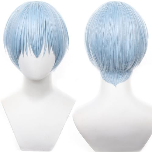 Sousou no Frieren Cosplay Perücke Bob Kurzes Eisblaues Kurzes Glattes Haar Mit Pony Kostüm Perücke Erwachsene Halloween Perücken für Frauen und Männer von maysuwell