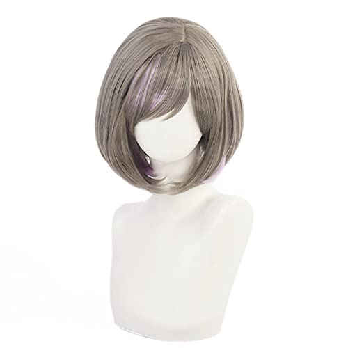 Tang Keke Cosplay Perücke für Anime Love Live! Superstar!! für Party-Haar-Halloween-Accessoire Frauen erStar!!, Brown Mixed Purple 12.6 Inches Short Wigs for Party Hair Halloween Accessory Women von maysuwell