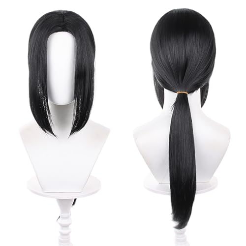 Cosplay-Perücke mit langem, geradem schwarzem Haar und Pony, ideal für Halloween-Cosplay für Männer von maysuwell