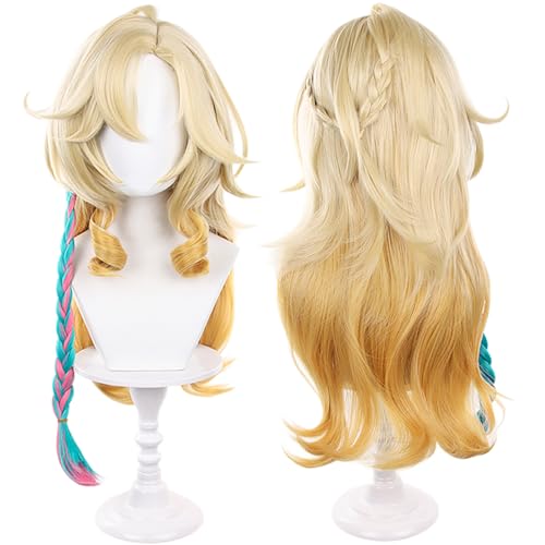 Xilonen Genshin Impact Cosplay Perücke Blonde Lange Glatte Haare mit Bangs Braid für Frauen Anime Cos Perfekt für Halloween Party (Xilonen) von maysuwell