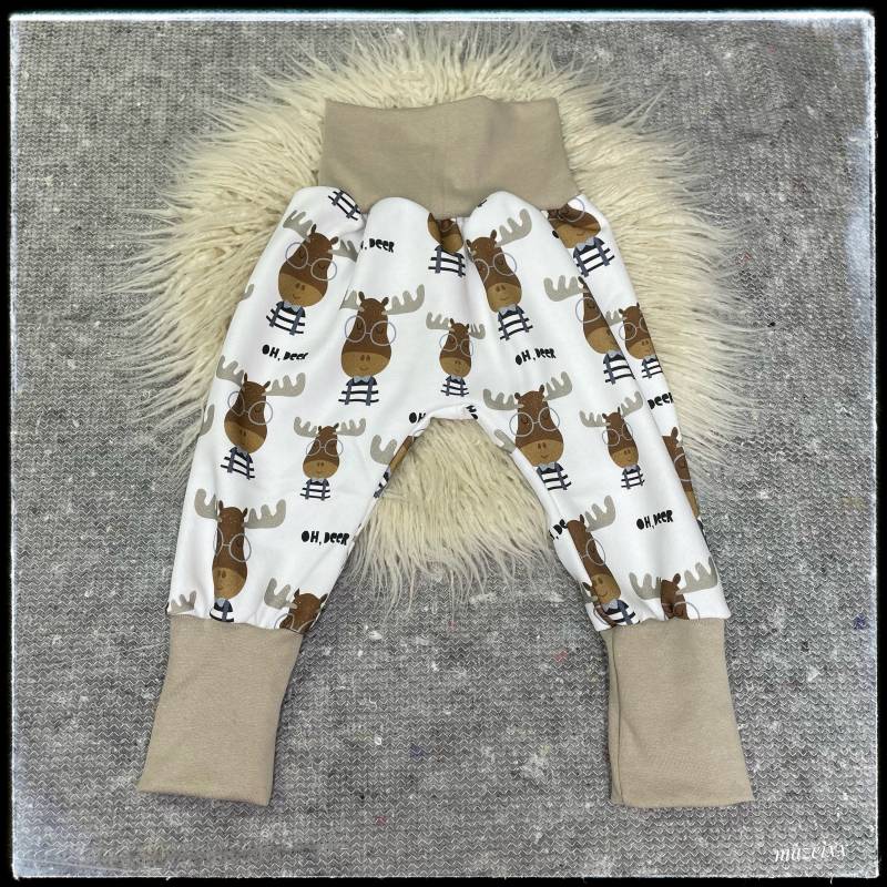 Pumphose Elch Rentier Sweat Warm Weihnachten Sandfarbenen Weiß Winter Winterhose Bequem Bündchen Mitwachshose von mazeixx
