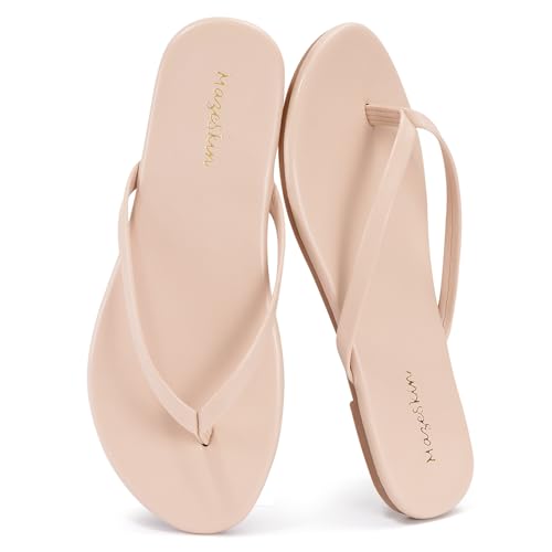mazeskin Damen Memory Foam Bequeme Flache Zehensandalen Elegant Sommer Strand Leder Slide Sandalen, Beige, 37.5 EU mazeskin Damen Memory Foam Bequeme Flache Zehensandalen Elegant Sommer Strand Leder Slide Sandalen, Beige, 37.5 EU von mazeskin