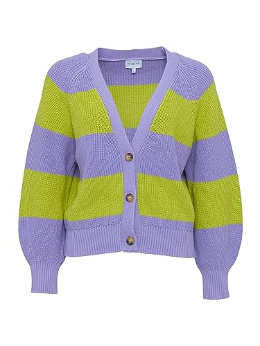 mazine Damen Cardigan Mala Striped Cardigan - Purple Haze/Leek Green - Größe S von mazine