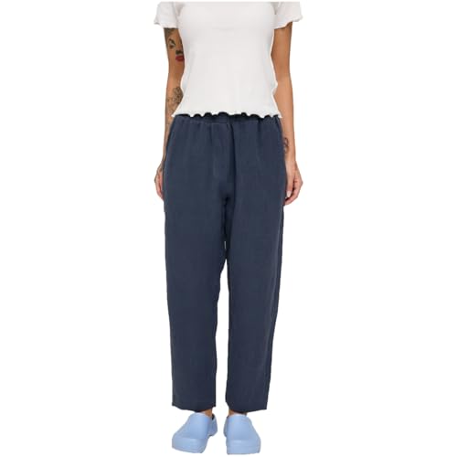 mazine Damen Hose Straight Leg Linen Pants, Größe:S, Farben:Ink Blue von mazine