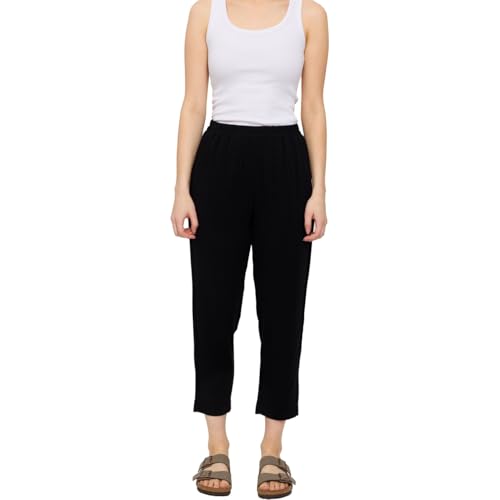 mazine Damen Hose Straight Leg Pants LENZING(TM) ECOVERO(TM), Größe:M, Farben:Black von mazine
