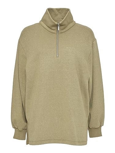 mazine Damen Sweatshirt Barry Half Zip - Moss Mel. - Größe M von mazine