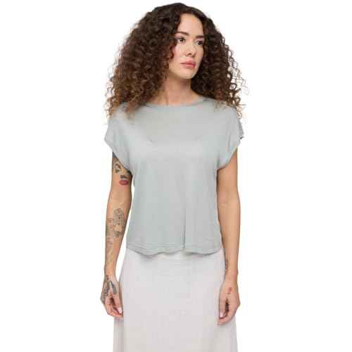 mazine Damen T-Shirt Cropped T Loose Fit LENZING(TM) ECOVERO(TM), Größe:M, Farben:Aqua Grey von mazine