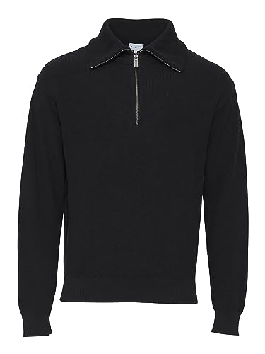 mazine Herren Strickpullover Aure Zip Troyer - Black - Größe M von mazine