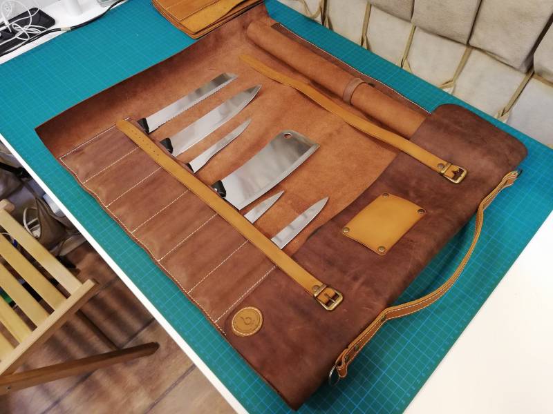 Personalisierte Ledermesser Roll Tasche, Messerhalter, Etui, Chefmesser, Chefs Geschenk, Geschenk Für Chefkoch Personalisierte Ledermesser Roll Tasche, Messerhalter, Etui, Chefmesser, Chefs Geschenk, Geschenk Für Chefkoch von mbgleather