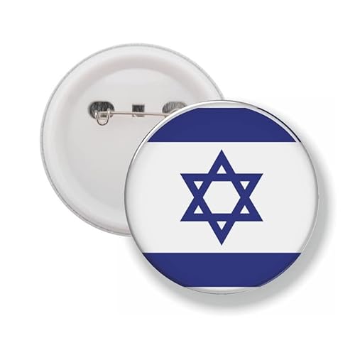 Button Mit Stift 58 MM - Flagge Israel, 58mm, Kunststoff von mcliving