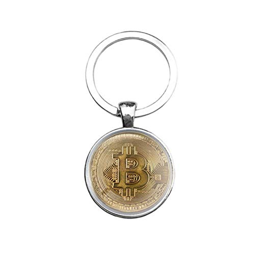 Schlüsselanhänger Glas - Bitcoin, silberfarben von mcliving