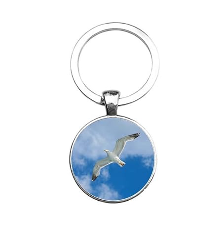 Schlüsselanhänger Glas - Möwe, silberfarben von mcliving