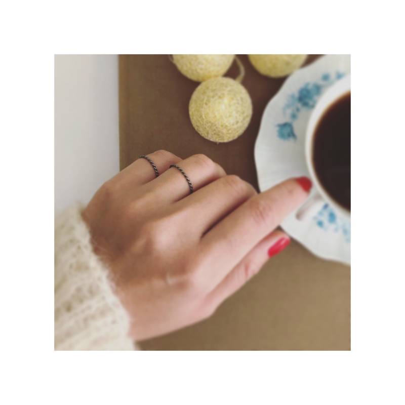 Verdrehte Silber 2 Ring-Set Verdrehte Silber 2 Ring-Set von mcsjewellery