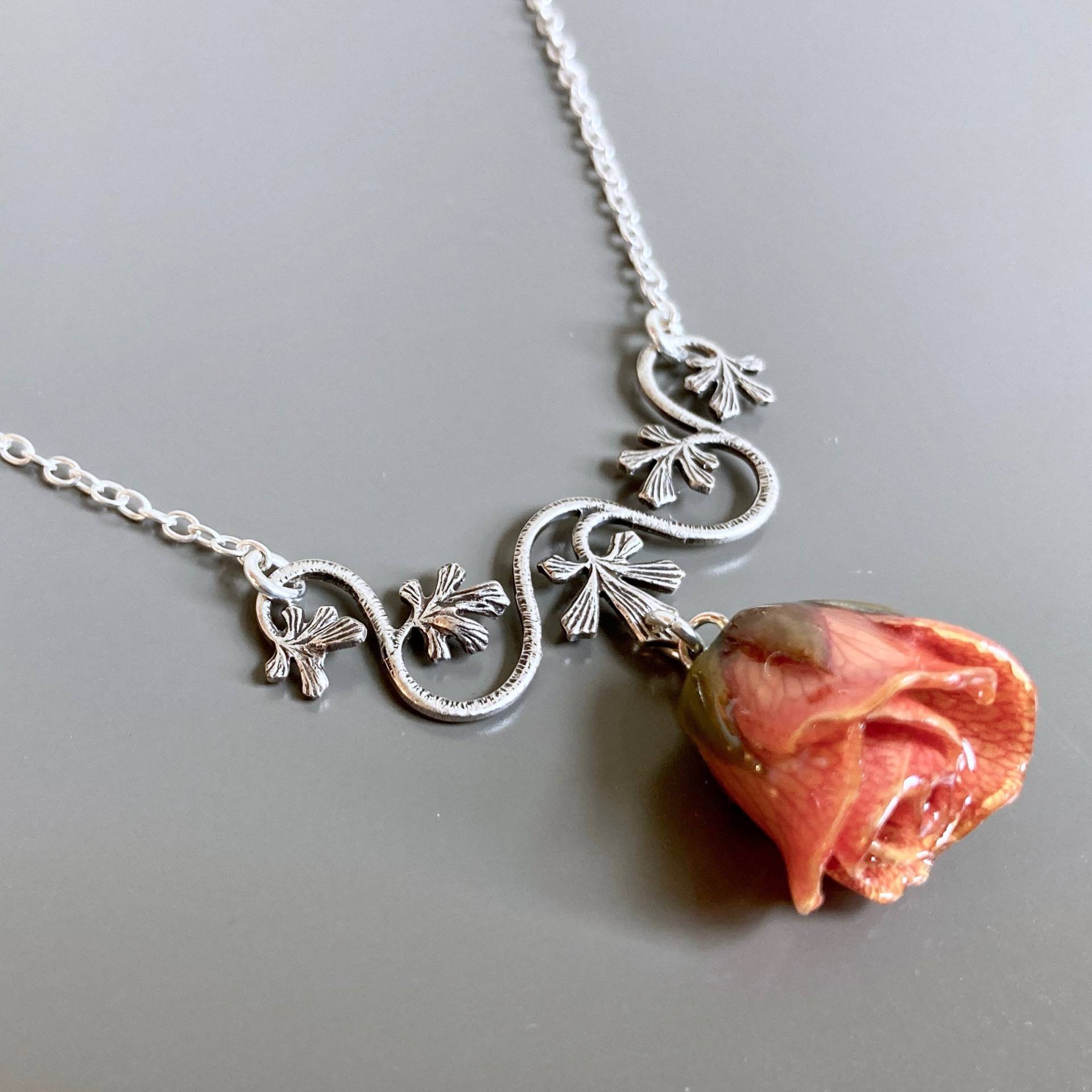 Echte Rosa Rosenknospe Halskette - Blumen Schmuck, Natur Rosen Halskette, Geschenk, Liebhaber von mcstoneworks