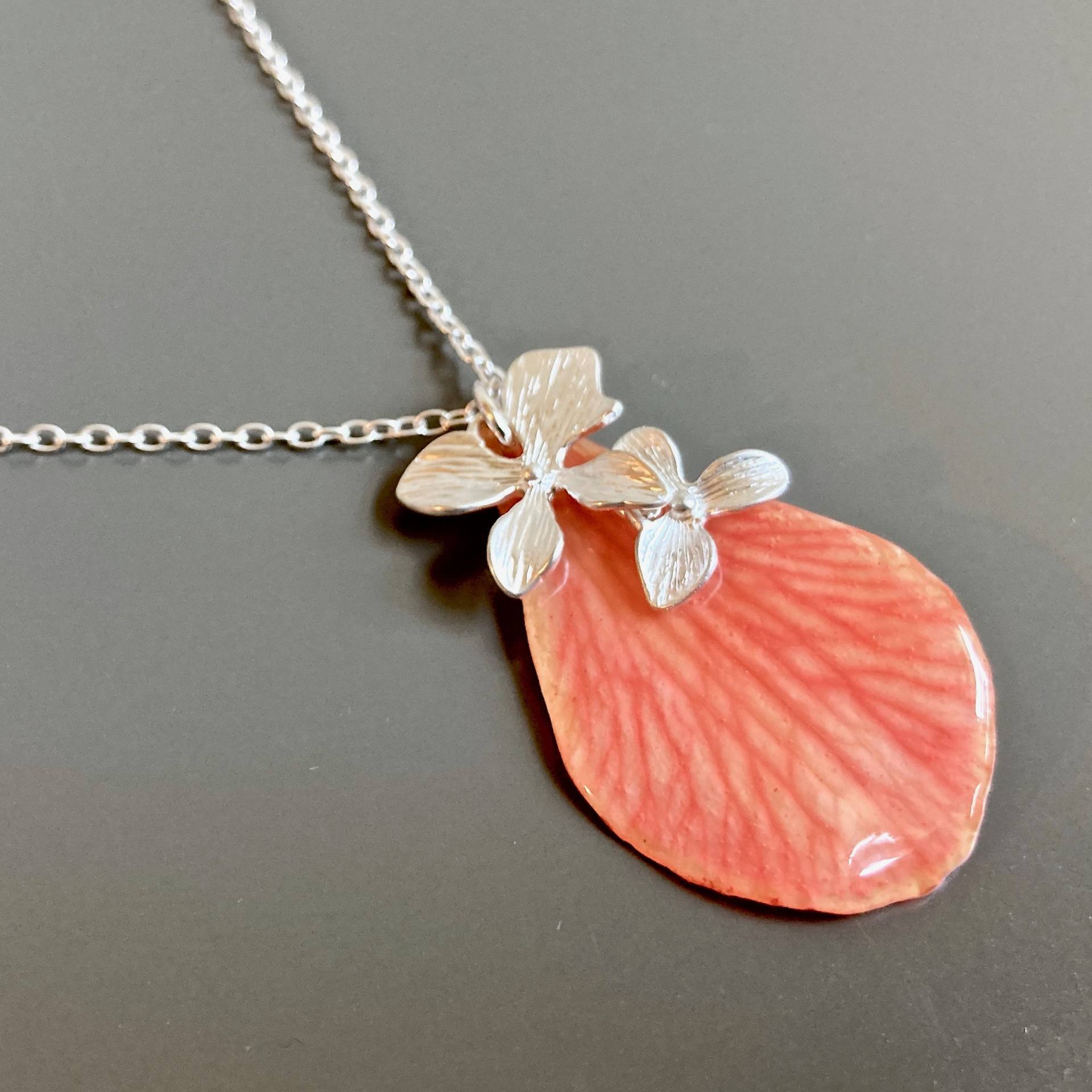Echtes Orchidee Blütenblatt Halskette - Rosa, Sterling Silber, Echte Blume Halskette, Natur Schmuck, Geschenk, Blumenliebhaber Geschenk Für Frau von mcstoneworks