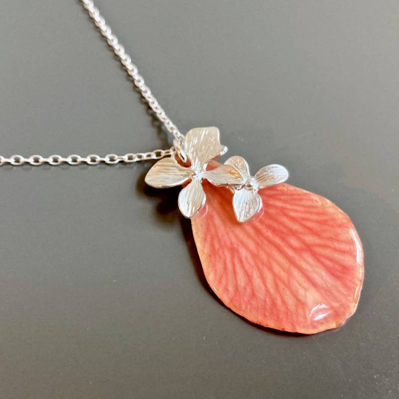 Echtes Orchidee Blütenblatt Halskette - Rosa, Sterling Silber, Echte Blume Halskette, Natur Schmuck, Geschenk, Blumenliebhaber Geschenk Für Frau von mcstoneworks
