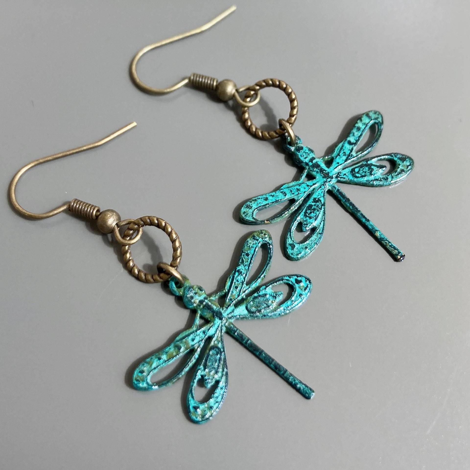 Patina Libellen Ohrringe - Schmuck, Natur Garten Geschenk Für Frau, Geburtstag Geschenk, Jubiläum von mcstoneworks