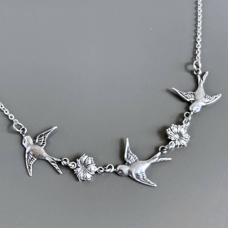 Silber Vogel Halskette - Kleine Halskette, Schmuck, Brautjungfer Natur Mutter Geschenk, Großmutter Geschenk von mcstoneworks