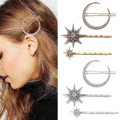 mdgfge 6 Stück Strass Mond Haarspangen Vintage Stern Haarnadeln Kristall Dekorative Bobby Pins Retro Metalllegierung Haarnadeln Schneeflocke Seitenclip Haarschmuck für Frauen Täglichen Gebrauch mdgfge 6 Stück Strass Mond Haarspangen Vintage Stern Haarnadeln Kristall Dekorative Bobby Pins Retro Metalllegierung Haarnadeln Schneeflocke Seitenclip Haarschmuck für Frauen Täglichen Gebrauch von mdgfge