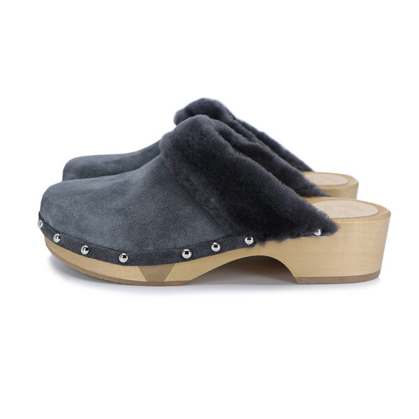 CLARA - flexible Sohle mit kuscheligem Fellrand - Premium Holz Clogs von me&myClogs - low heel von me&myClogs