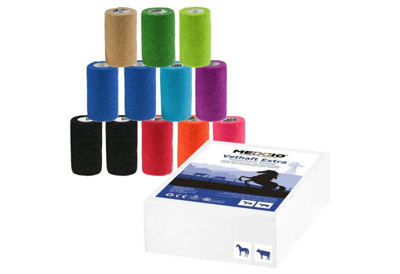 meDDio Bandage 12 x Vethaft Extra selbsthaftende Bandage f. Huf- und Klauenpfleger, Farbmix von meDDio