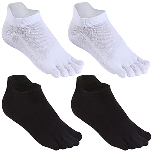 Meaiguo Zehensocken No Show Running Five Finger Socken für Herren und Damen, 3–4 Stück, A2 (Schwarz/Weiß), 37.5-43 EU von meaiguo