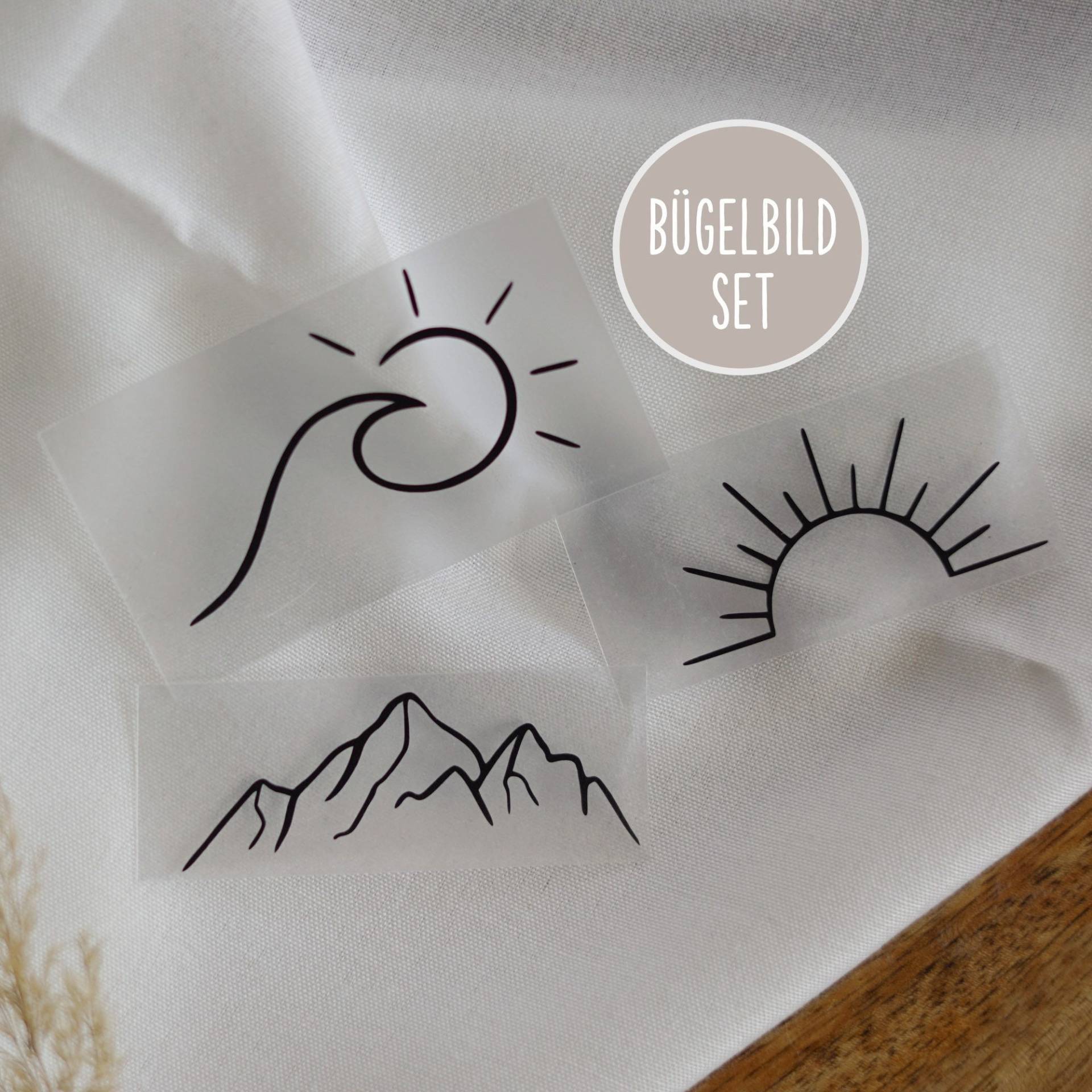 Bügelbilder - Berge Meer Sonne, Kleidung Bedrucken, Sommer Set Aus 3 Motiven, Applikation Zum Aufbügeln, Upcyling Idee Alt Mach Neu von meandmystories