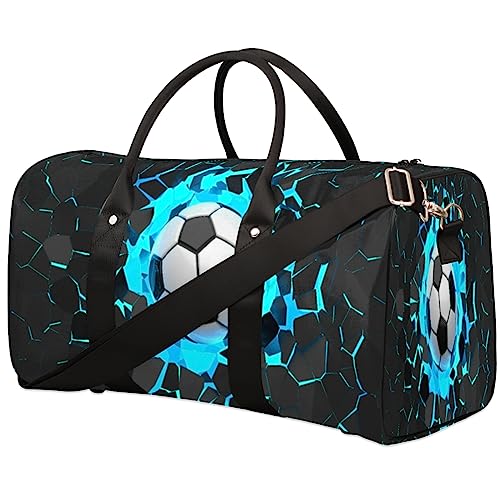 3D Light Wall Football Reise Duffel Bag Faltbare Sport Tote Gym Bag Weekender Bag Workout Tasche Über Nacht Schultertasche Handgepäck Griff Tasche für Frauen Herren, metallisch von meathur