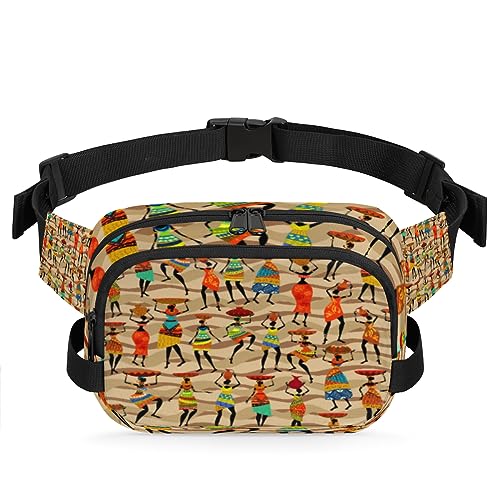 African Artwork Damen Gürteltasche Bauchtasche für Frauen Mann, modische Crossbody Fanny Packs mit verstellbarem Riemen Hüfttasche Pack Bum Hip Bag für Reisen Wandern Radfahren Laufen, metallisch von meathur