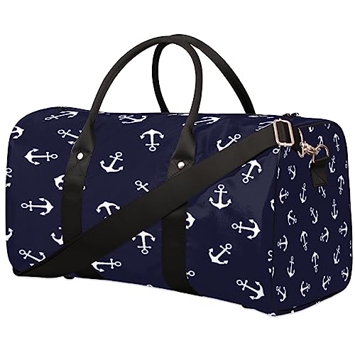 Anchor Reisetasche Faltbare Sporttasche Turnbeutel Weekender Tasche Workout Tasche Übernachtung Schultertasche Handgepäck Griff Tasche für Damen Herren, metallisch von meathur