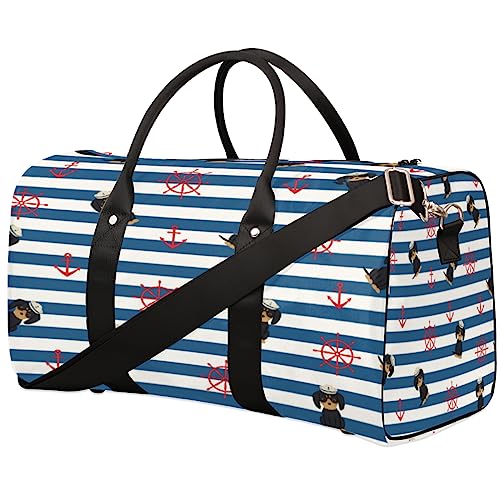 Anchor Ruder und Marineblau Hunde Reisetasche Faltbare Sporttasche Turnbeutel Weekender Tasche Workout Tasche Übernachtung Schultertasche Handgepäck Griff Tasche für Damen Herren, metallisch von meathur