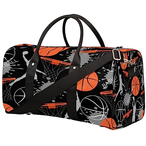 Art Basketball Reise Duffel Bag Faltbare Sport Tote Gym Bag Weekender Bag Workout Tasche Über Nacht Schultertasche Handgepäck Griff Tasche für Frauen Herren, metallisch von meathur