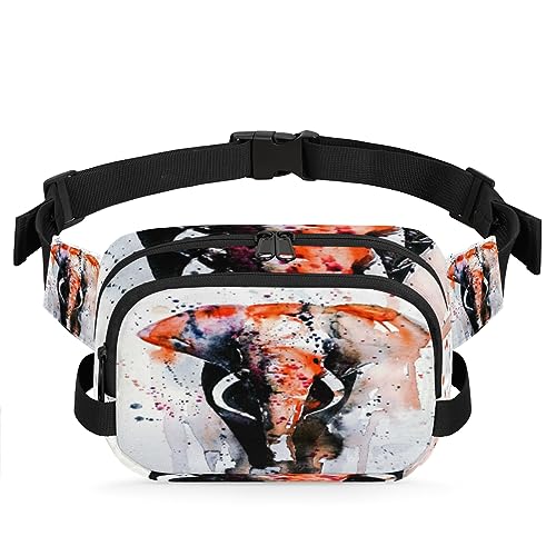 Art Painting Indian Elephant Belt Bag Fanny Pack for Women Man, Fashion Crossbody Fanny Packs with Adjustable Strap Waist Pouch Pack Bum Hip Bag for Travel Hiking Cycling Running, metallisch von meathur