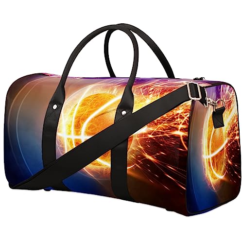 Burning Sport Basketball Reise Duffel Bag Faltbare Sport Tote Gym Bag Weekender Bag Workout Tasche Über Nacht Schultertasche Handgepäck Griff Tasche für Frauen Herren, metallisch von meathur