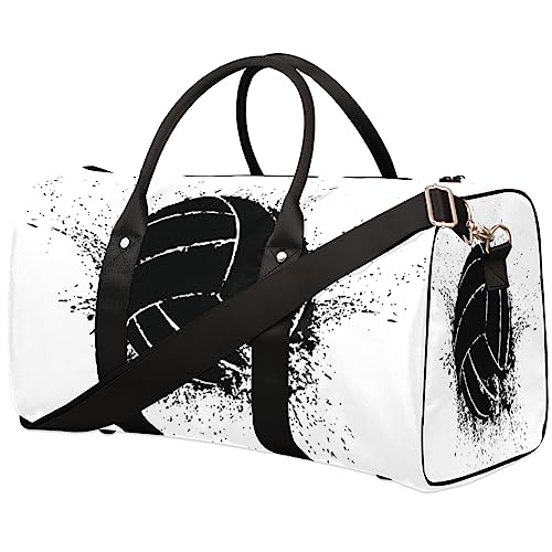 Cool Volley Ball Reise Duffel Bag Faltbare Sport Tote Gym Bag Weekender Bag Workout Tasche Über Nacht Schultertasche Handgepäck Griff Tasche für Frauen Herren, metallisch von meathur