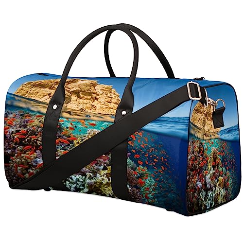 Coral Reef In Ras Muhammad Reisetasche Faltbare Sporttasche Turnbeutel Weekender Bag Workout Tasche Übernachtung Umhängetasche Handgepäck Griff Tasche für Frauen Herren, metallisch von meathur