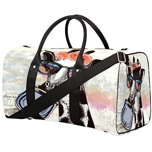 Fashion Floral Giraffe Tier Reise Duffel Bag Faltbare Sport Tote Gym Bag Weekender Bag Workout Tasche Über Nacht Schultertasche Handgepäck Griff Tasche für Frauen Herren, metallisch von meathur