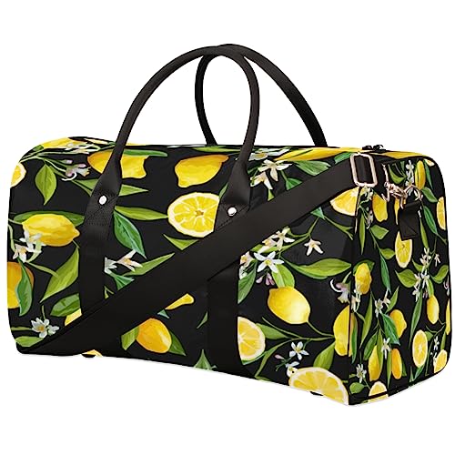 Frucht-Zitronenblatt-Reisetasche Faltbare Sporttasche Turnbeutel Weekender Tasche Workout Tasche Übernachtung Umhängetasche Handgepäck Griff Tasche für Frauen Herren, metallisch von meathur