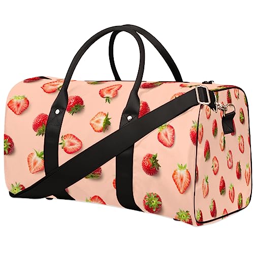 Fruit Strawberry Travel Duffel Bag Faltbare Sport Tote Gym Bag Weekender Bag Workout Bag Über Nacht Schultertasche Handgepäck Griff Tasche für Frauen Herren, metallisch von meathur