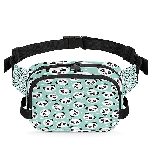 Gürteltasche mit niedlichem Cartoon-Panda-Gesicht, für Damen und Herren, modische Crossbody-Fanny-Packs mit verstellbarem Riemen, Hüfttasche, für Reisen, Wandern, Radfahren, Laufen, metallisch von meathur