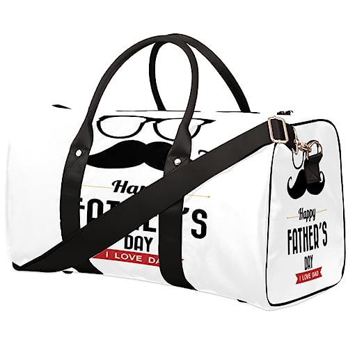 Happy Father Day Glasses Schnurrbart Travel Duffel Bag Faltbare Sport Tote Gym Bag Weekender Bag Workout Bag Overnight Shoulder Bag Carry on Luggage Handle Bag for Women Men, metallisch von meathur