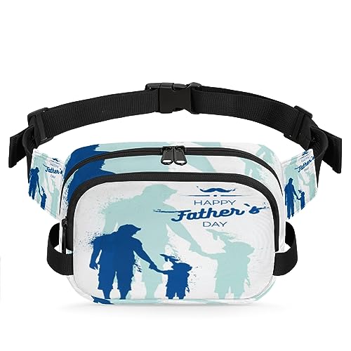 Happy Father's Day Dad With Child Belt Bag Fanny Pack for Women Man, Fashion Crossbody Fanny Packs with Adjustable Strap Waist Pouch Pack Bum Hip Bag for Travel Hiking Cycling Running, metallisch von meathur