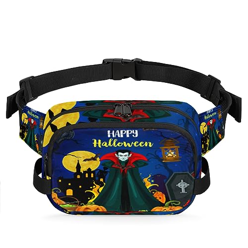 Happy Halloween Holiday Greeting Belt Bag Fanny Pack for Women Man, Fashion Crossbody Fanny Packs with Adjustable Strap Waist Pouch Pack Bum Hip Bag for Travel Hiking Cycling Running, metallisch von meathur